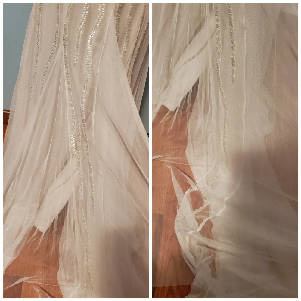 HOLD 👗 Adrianna Papell Beaded Love Story Wedding Gown Ivory Size 8 NWT Train - Picture 9 of 12